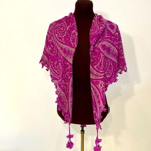 J. crew large pompom square scarf sarong wrap